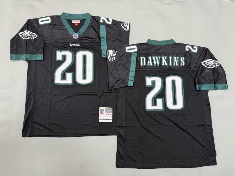 Men 2025 Philadelphia Eagles #20 Dawkins black Throwback Limited NFL Jersey style 001